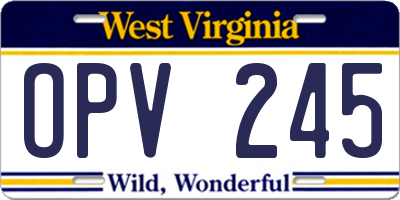 WV license plate OPV245