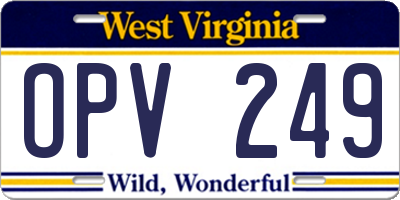 WV license plate OPV249