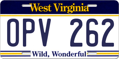 WV license plate OPV262