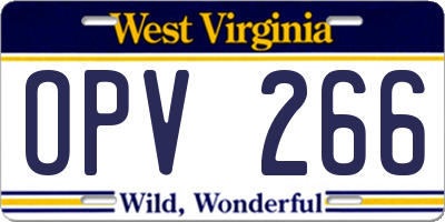 WV license plate OPV266