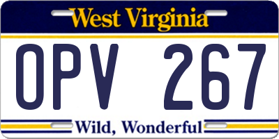 WV license plate OPV267