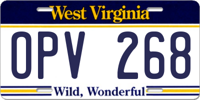 WV license plate OPV268