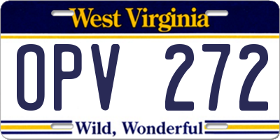 WV license plate OPV272