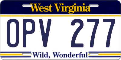 WV license plate OPV277