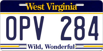 WV license plate OPV284