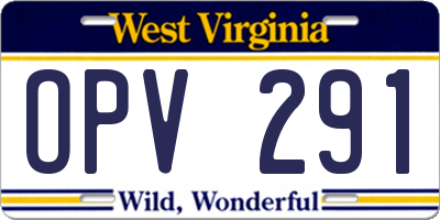 WV license plate OPV291