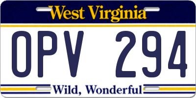 WV license plate OPV294