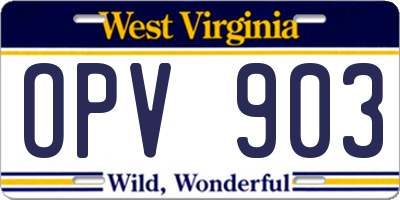 WV license plate OPV903
