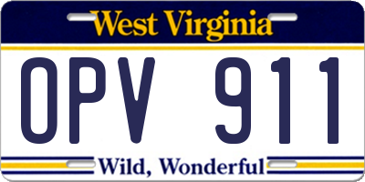 WV license plate OPV911