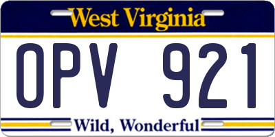 WV license plate OPV921