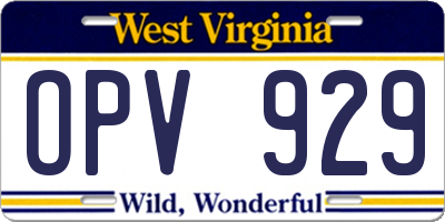 WV license plate OPV929