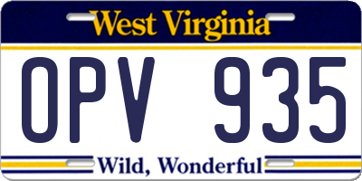 WV license plate OPV935