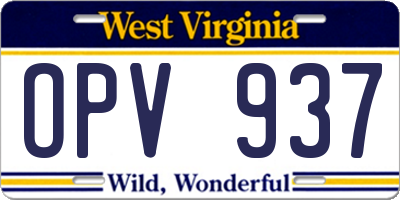 WV license plate OPV937