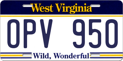 WV license plate OPV950