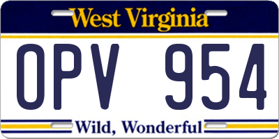 WV license plate OPV954