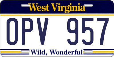 WV license plate OPV957