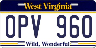 WV license plate OPV960