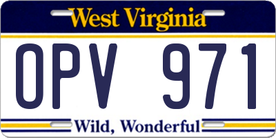 WV license plate OPV971