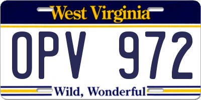 WV license plate OPV972
