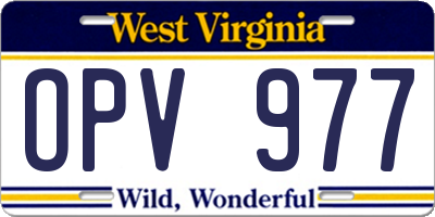 WV license plate OPV977
