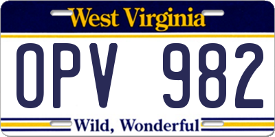 WV license plate OPV982