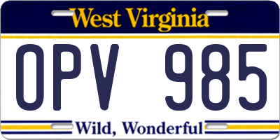WV license plate OPV985
