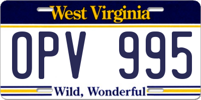 WV license plate OPV995
