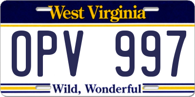 WV license plate OPV997