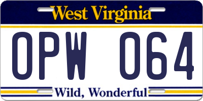 WV license plate OPW064