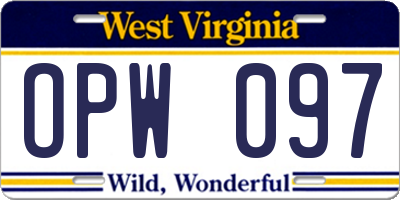 WV license plate OPW097