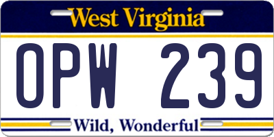 WV license plate OPW239
