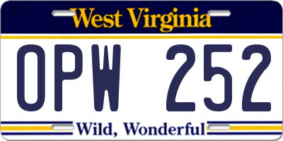 WV license plate OPW252