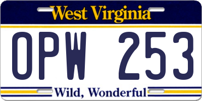 WV license plate OPW253