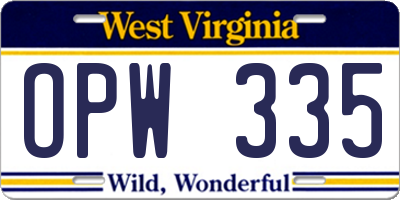 WV license plate OPW335