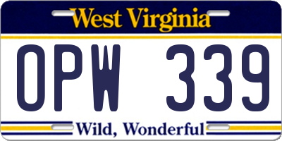WV license plate OPW339