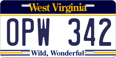 WV license plate OPW342