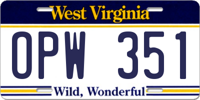 WV license plate OPW351
