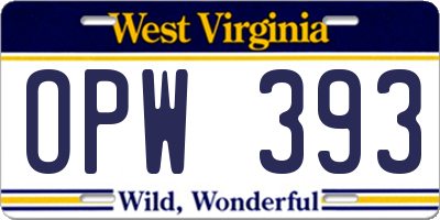 WV license plate OPW393