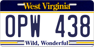 WV license plate OPW438