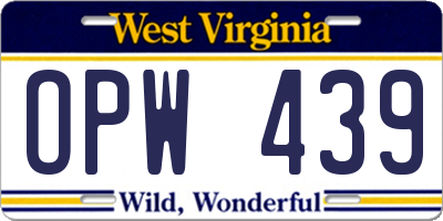WV license plate OPW439