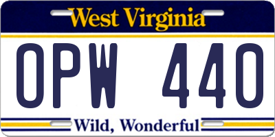 WV license plate OPW440