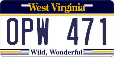WV license plate OPW471