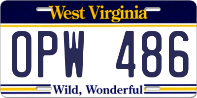 WV license plate OPW486