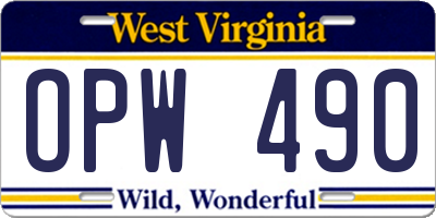 WV license plate OPW490