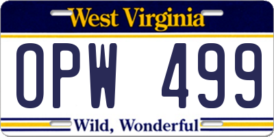WV license plate OPW499