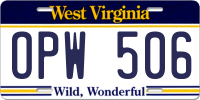 WV license plate OPW506