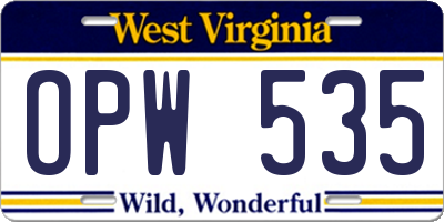 WV license plate OPW535