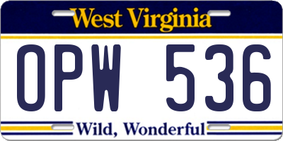WV license plate OPW536