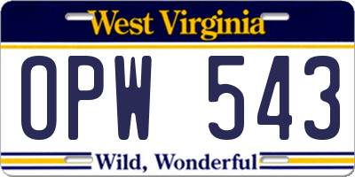 WV license plate OPW543