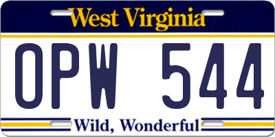 WV license plate OPW544